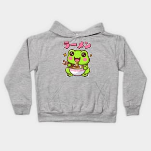 Cute Frog Eating Ramen Kawaii Anime Toad Lover Kids Hoodie